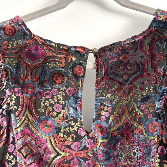 by Anthropologie Mona Burnout Velvet Mini Long Balloon Sleeve Dress Women’s XS - Picture 11 of 11